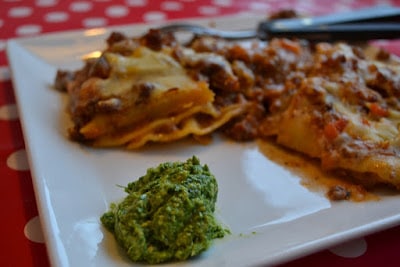 bondegaarden.dk lasagne med pesto-pynt